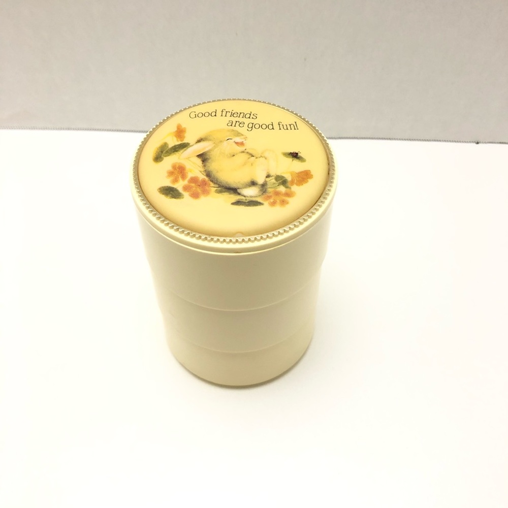 Vintage Hallmark Containers Boxes Jewelry Trinket Stackable Bunny Small Yellow